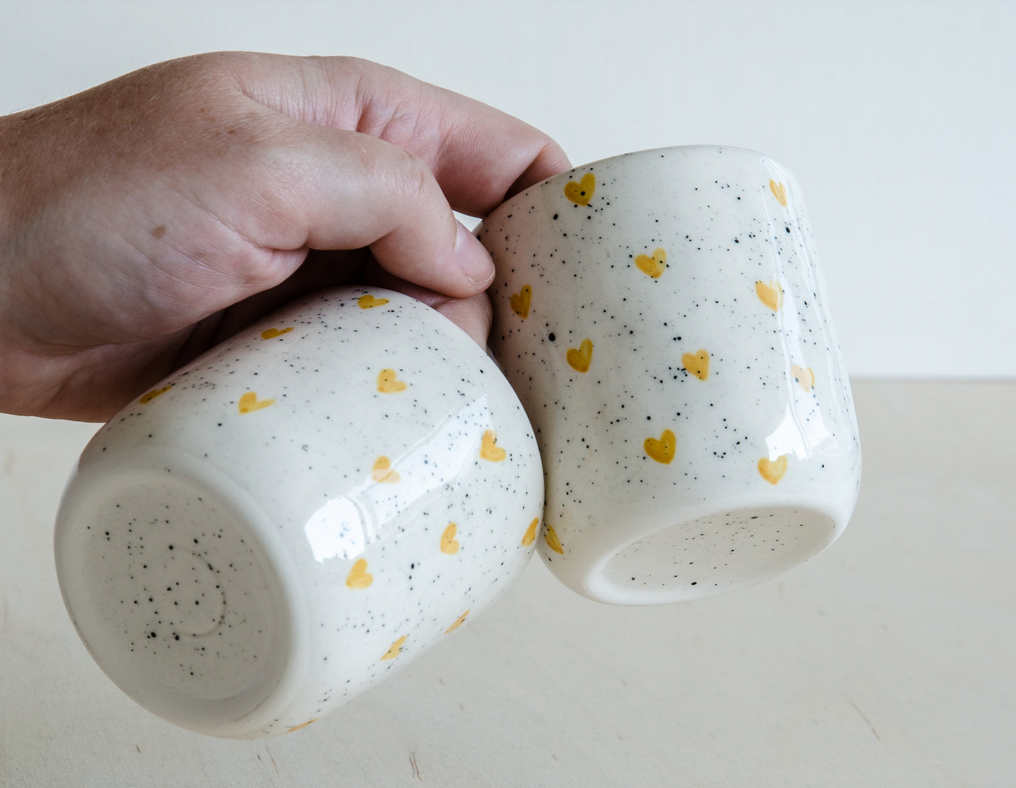 Espresso mokje gele hartjes set/2