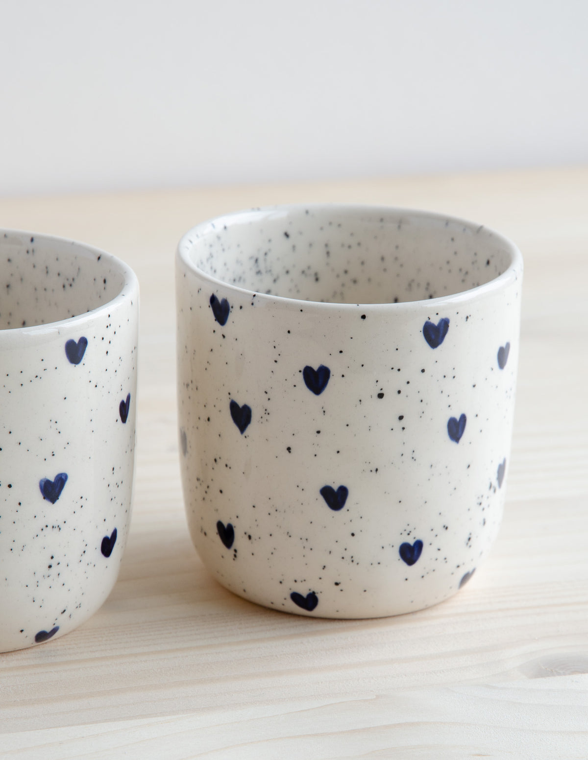 Espresso mokje blauwe hartjes set/2