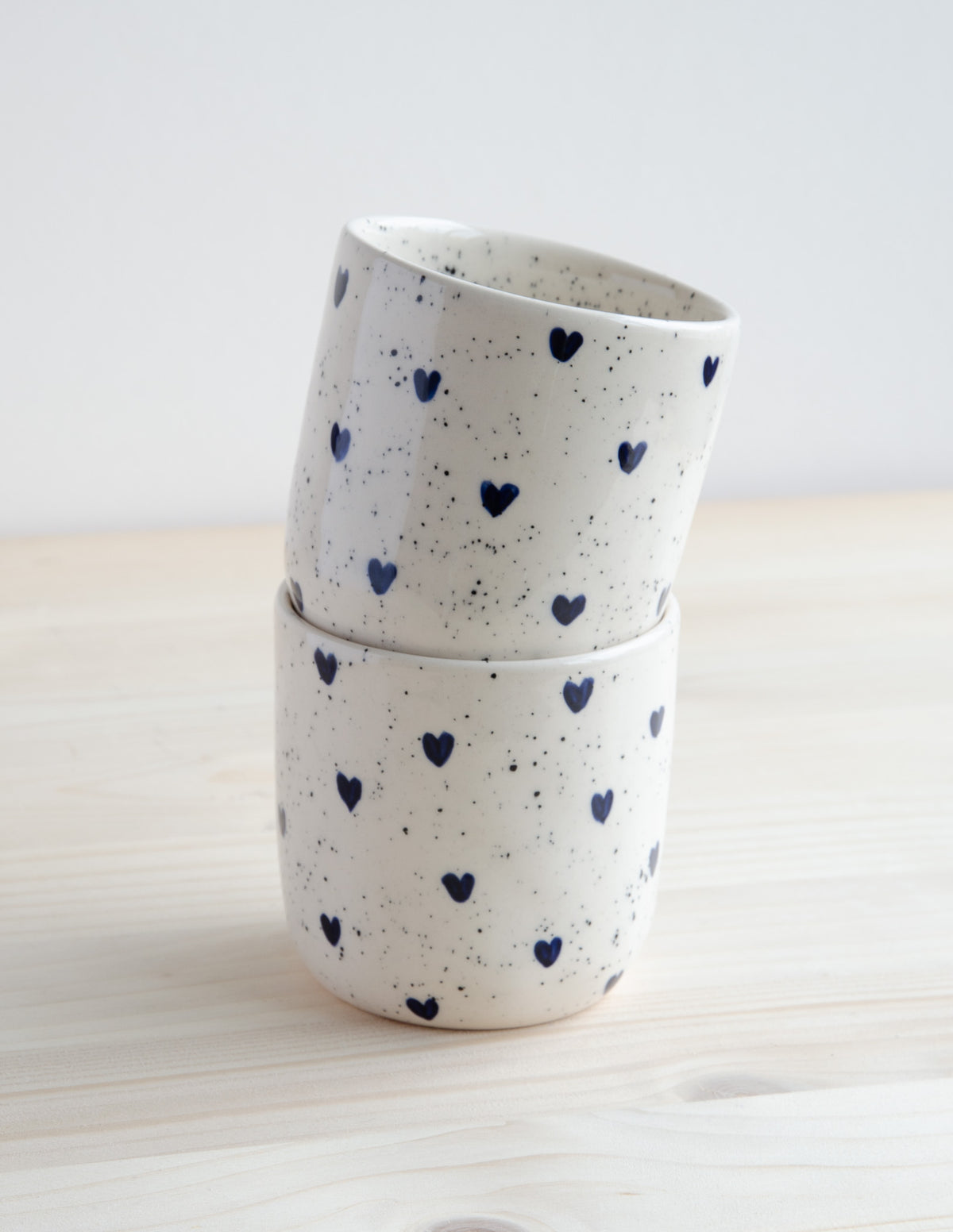 Espresso mokje blauwe hartjes set/2