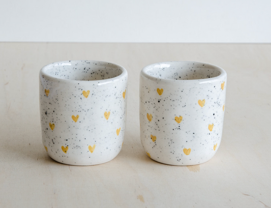 Espresso mokje gele hartjes set/2