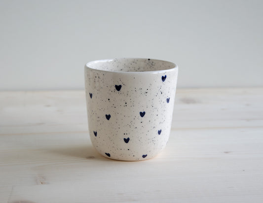 Mok spikkel hartje blauw